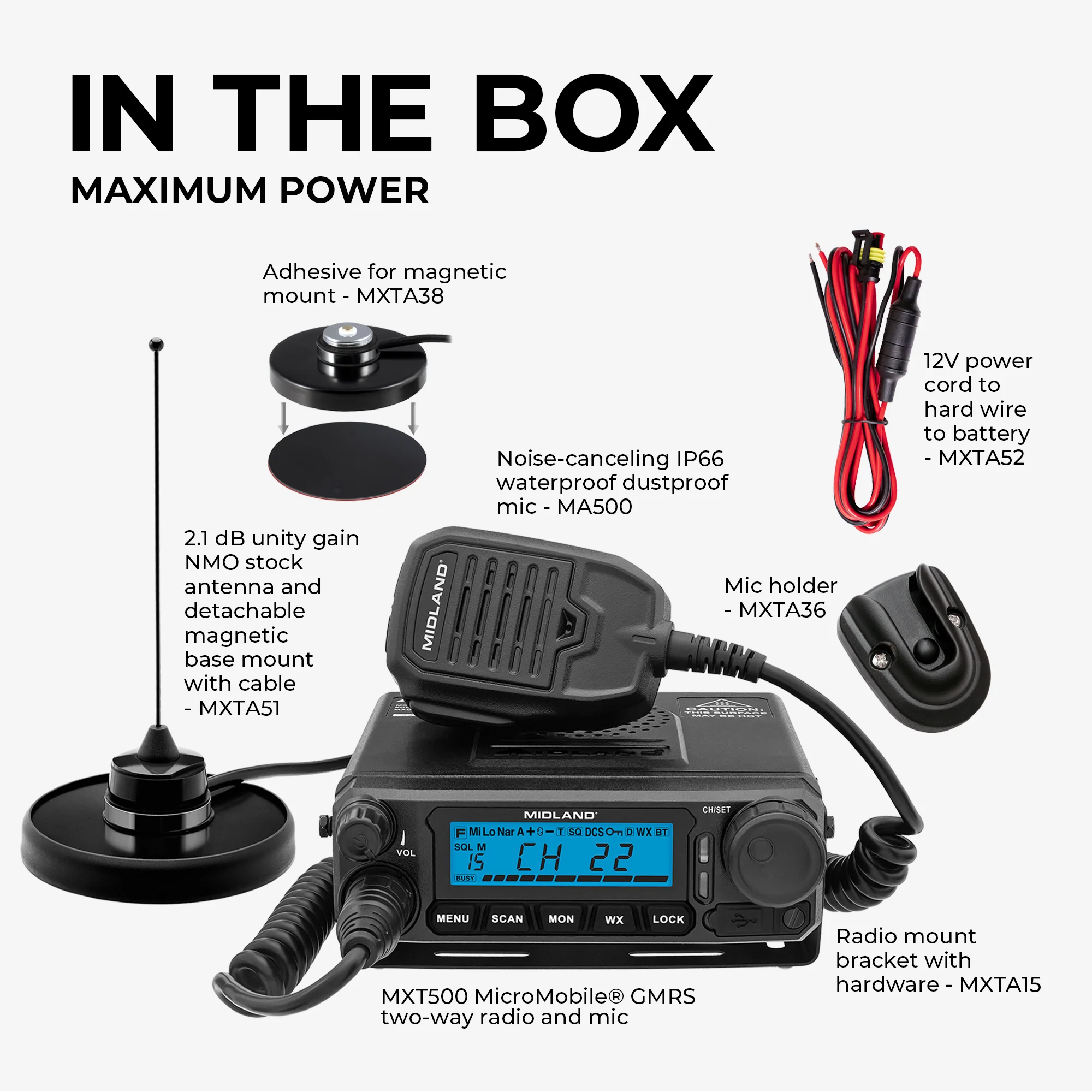 MXT500 50W MicroMobile GMRS Two-Way Radio - Image 3