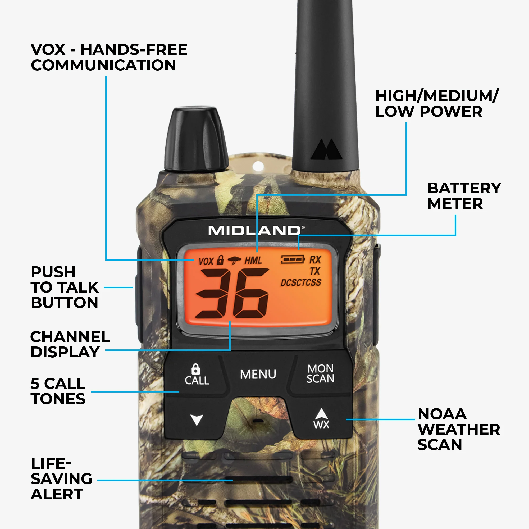 T295 X-Talker GMRS Walkie Talkie 2-Pack Camo - T295VP4 - Image 8